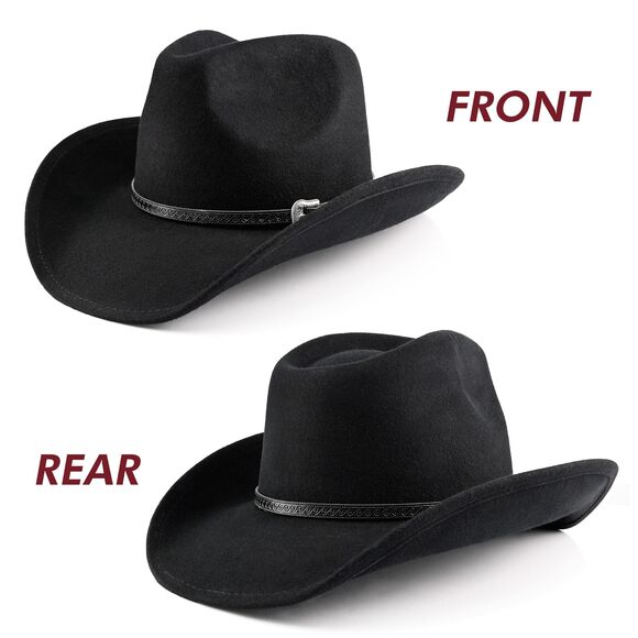 5638 100% Wool Western Cowboy Hat Classic Black For Women Men main image 4
